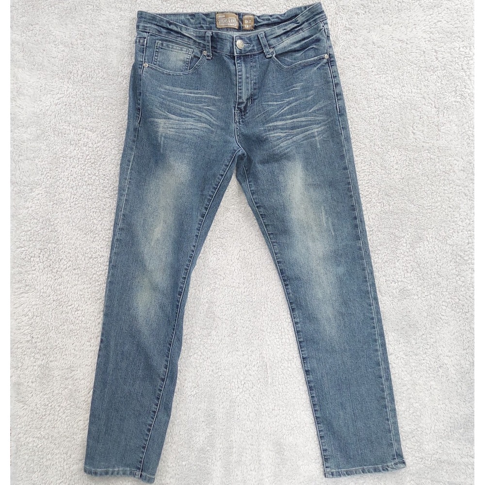 Stitches & Rivets Jeans Men's 32x30 Medium Wash Slim Mid Rise Denim Pants Casual